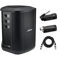 Bose S1 Pro+ Portable Wireless PA System with Bluetooth | Includes 1/4" Wireless Instrument Transmitter, XLR Wireless Mic/Line Transmitter & H&A XLR Cable Bundle (Black) - Master